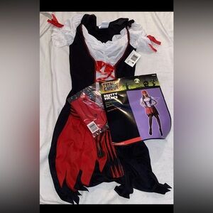 NWT-Totally Ghoul Adult Womens 2 Pc Red Pretty Pirate Halloween Costume-size OS